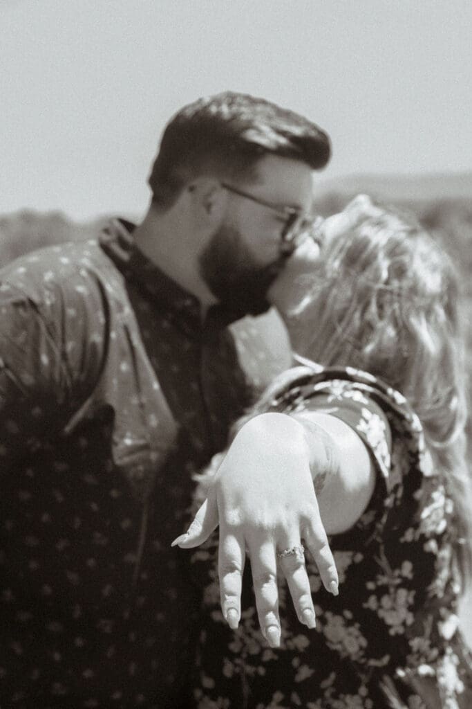 engaged couple at the winery