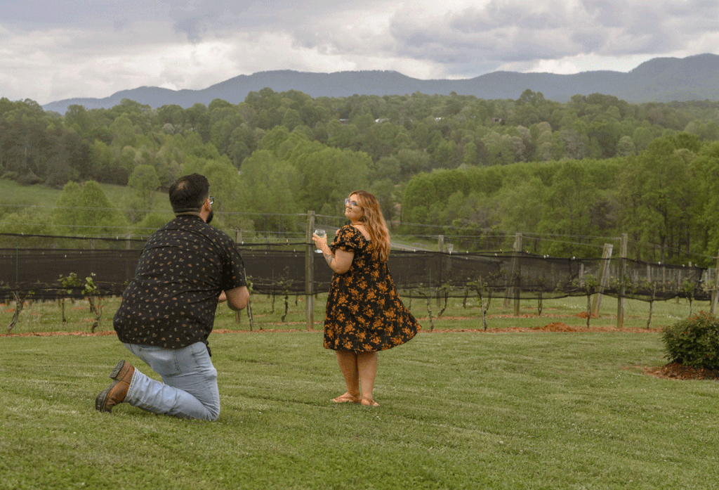 couple gets engaged at silver fork winery 

